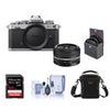 Nikon Z fc DX-Format Mirrorless Camera with NIKKOR Z 28mm f/2.8 (SE) Lens Bundle with 64GB SD Card, Shoulder Bag, Filter Kit, Cleaning Kit Silver