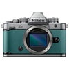 Nikon Z f Mirrorless Camera, Silver/Cognac Brown Silver/Teal Blue