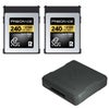 Prograde Digital Gold Series CFexpress Type-B 4.0 Memory Card 2-Pack Card with Reader