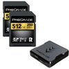 Prograde Digital SDXC UHS-II U3 Class 10 V60 2-Pack Card with Reader