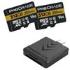 Prograde Digital MicroSDXC UHS-II U3 Class 10 V60 Memory Card 2-Pack Card with Reader
