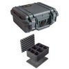 Pelican 1200 Watertight Mini-S Hard Case, Bundle with Divider Kit, Black Black