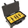 Pelican 1510 Waterproof Carry-on-Case with Yellow/Black Divider Set and Wheels - Olive Drab Green Black