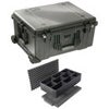 Pelican 1610 Watertight Wheeled Hard Case with Cubed Foam, Bundle with Divider Kit, Black Black