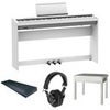 Roland FP-30X 88-Key Portable Digital Piano, White Bundle with KSC-70 Custom Stand, KPD-70 Pedal Unit, Bench, Studio Monitor Headphones, Dustcover White