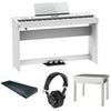 Roland FP-60X 88-Key SuperNATURAL Portable Digital Piano, White Bundle with KSC-72 Stand, KPD-90 Pedal Unit, Bench, Studio Monitor Headphones, Dustcover White