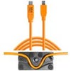Tether Tools TetherBLOCK MC Multi Cable Mounting Plate with TetherPro 15' USB-C to Mini-USB 2.0 Type-B 5-Pin Cable, Orange Orange