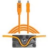Tether Tools TetherBLOCK MC Multi Cable Mounting Plate with TetherPro 15' USB-C to Mini-USB 2.0 Type-B 8-Pin Cable, Orange Orange