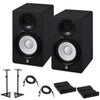 Yamaha 2x HS5I 2-Way Active Bass-Reflex Bi-Amped Powered Studio Monitor with 5" Cone Woofer, 70W Peak, Black Bundle with 2x Monitor Stand, 2x TRS 1/4" M to 1/4" M Cable, 2x Isolation Pad Black