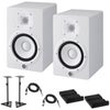 Yamaha 2x HS7 6.5" 2-Way Bass-Reflex Bi-Amplified Powered Studio Monitor, 43Hz - 30kHz, 95W Output Power, White Bundle with 2x Monitor Stand, 2x TRS 1/4" M to 1/4" M Cable, 2x Isolation Pad White