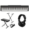 Yamaha P-225 88-Note Digital Piano with Weighted GHS Action, Black, Bundle with Headphones, Keyboard Stand, Bench and Pedal Black