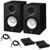 Yamaha 2x HS7 6.5" 2-Way Bass-Reflex Bi-Amplified Powered Studio Monitor, 43Hz - 30kHz, 95W Output Power, White Bundle with 2x TRS 1/4" Male to 1/4" Male Cable, 2x Isolation Pad Black