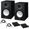 Yamaha 2x HS8 8" 2-Way Bass-Reflex Bi-Amplified Powered Studio Monitor, 38Hz - 30kHz, 120W Output Power, Black Bundle with 2x TRS 1/4" Male to 1/4" Male Cable, 2x Isolation Pad Black