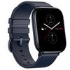 Zepp 42mm E Square Stylish Smartwatch, Metallic Black Special Edition Blue Stainless Steel Case with Leather Band