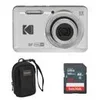 Kodak PIXPRO FZ55 Friendly Zoom Digital Camera, Red, Point and Shoot, Bundles with SD Card and Slinger Camera bag Silver