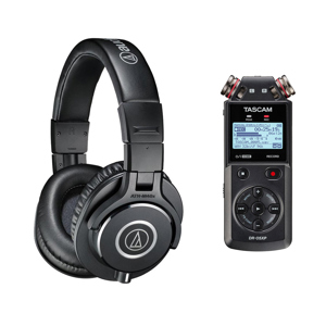 Audio Technica ATH-M40x・ELECOMスタンドセット Audio-Technica ATH-M40x Pro Monitor Headphones w/Tascam DR