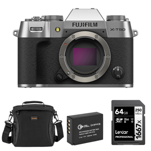 Fujifilm X-T50 Mirrorless Camera, Silver, Bundle with Included