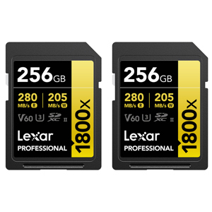 Lexar GOLD Series Professional 1800x UHS-II SDXC Memory 256GB 2-Pack Card