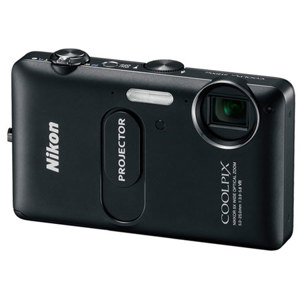 Nikon Coolpix S1200pj Digital Camera, Black