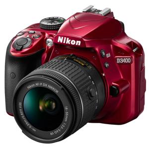 Nikon - Nikond3400セット Nikon D3400 DSLR with 18-55mm DX VR Lens, Red - Adorama