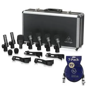 Behringer BC1200 Professional 7-Piece Drum Mic Set + 7x XLR Cables