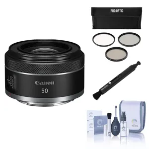 Canon RF 50mm f/1.8 STM Lens with Filter Kit, Lens Cleaner