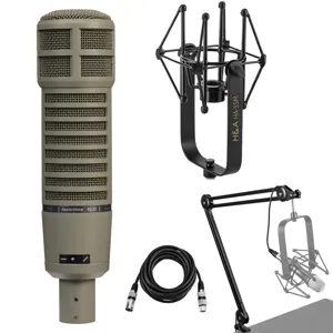 Electro-Voice RE20 Microphone, Broadcast Arm, ShokMount, 15' XLR