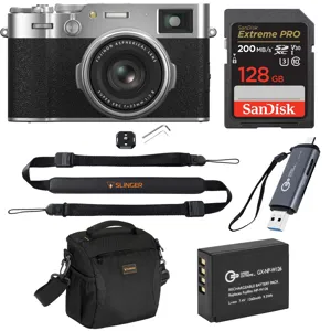 Fujifilm X100VI Digital Camera, Silver, Bundle with Complete Kit