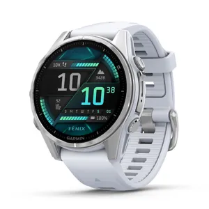 Garmin fenix 8 43mm AMOLED GPS Smartwatch, Silver with Whitestone