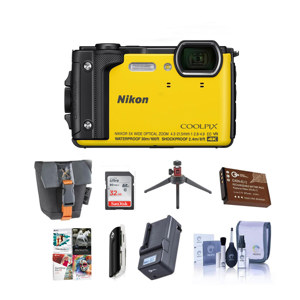 Nikon Coolpix W300 Point & Shoot Camera, Yellow With Premium Nikon Coolpix W300 Point & Shoot Camera, Yellow With Premium
