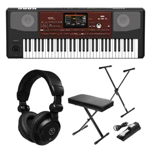 Korg Pa700 61-Key Professional Arranger, Black, Essential Bundle