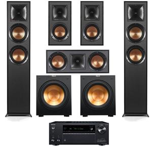 Klipsch Reference R-625FA Dolby Atmos Floorstanding Speaker (Pair) + Klipsch Reference R-52C Two-Way Center Channel Speaker + 2 x Klipsch Reference R-41M Bookshelf Home Speakers Pair + 2 x Klipsch Reference R-12SW 12