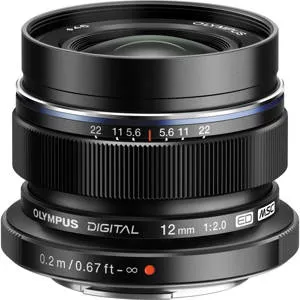 美品/OLYMPUS M.ZUIKO 12mmF2.0純正フード・フィルター2枚 Olympus M.Zuiko Digital ED 12mm f/2 Lens for Micro Four Thirds, Black