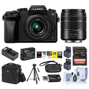 Panasonic LUMIX DMC-G7 Camera w/14-42mm & 45-50mm Lens, Black