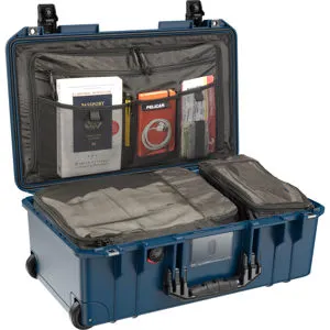 Pelican 1535TRVL Wheeled Carry-On Air Travel Case - Indigo Blue With Organizer Cubes