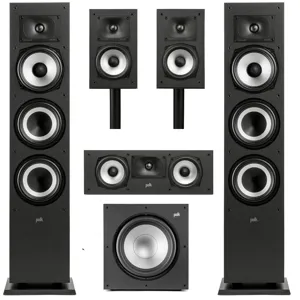 Polk Audio XT60 Monitor 5.1 Home Theater Pack, Black 300146-01-00
