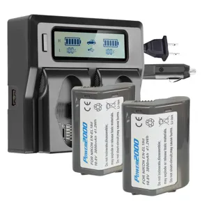 Power2000 2x Nikon EN-EL18d 10.8V 3800mAh Li-Ion Battery w/Dual