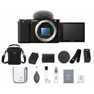 Sony ZV-E10 Mirrorless Camera, Black, Bundle with Included Value