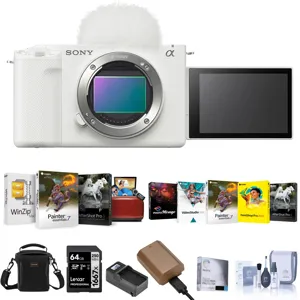 Sony ZV-E1 Mirrorless Camera, White, Bundle with Essentials Kit