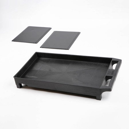 Luxor EC122C 32x18" Cart with 2x Flat Shelves, 1x Tub Shelf and Cabinet, 400lbs Capacity