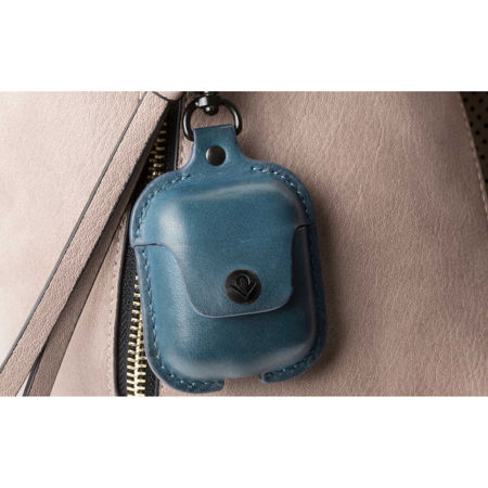 Twelve South AirSnap Leather Road Case for AirPods, Teal