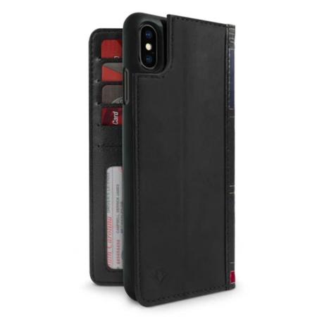 Twelve South Journal Leather Wallet Case for iPhone XS Max, Black
