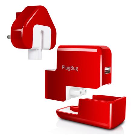 Twelve South PlugBug World MacBook Adapter with USB Wall Charger, Red and White