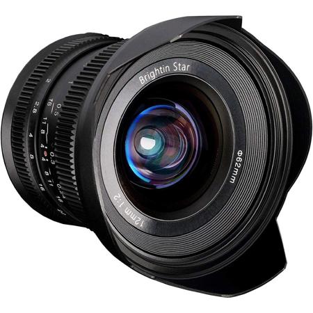 Brightin Star 12mm F2.0 APS-C Large Aperture Manual Focus Lens for Sony E-Mount Mirrorless Cameras, Black