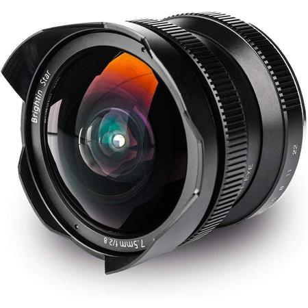 Brightin Star 7.5mm F2.8 APS-C 180 Wide Angle Fish-Eye Lens for Sony E-Mount Mirrorless Cameras, Black