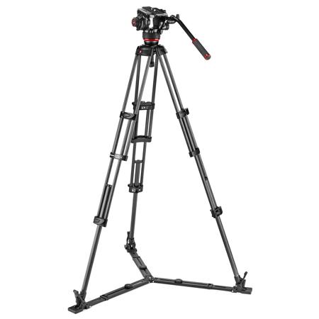 Manfrotto Carbon Fiber Twin Leg Video Tripod with Ground Spreader, 100/75mm Bowl