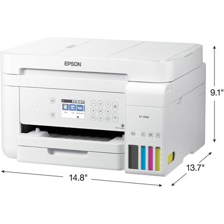 Epson EcoTank ET-3760 All-in-One Cartridge-Free Supertank Inkjet Printer, White