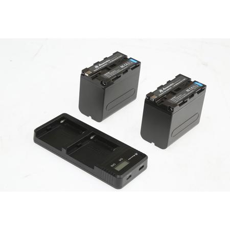 Powerextra 2x Replacement Sony NP-F970 Battery and Smart LCD Display Dual USB