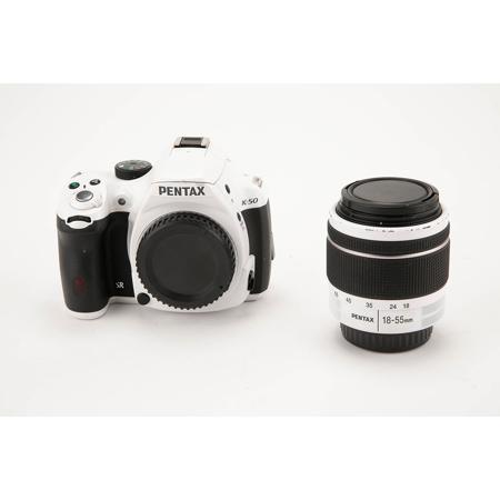 Pentax K-50 Digial SLR Camera with DA L 18-55mm WR Lens, White,
