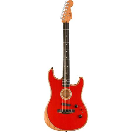 Used Fender American Acoustasonic Stratocaster Acoustic Electric Guitar with Deluxe Gig Bag Ebony Fingerboard Dakota Red 0972023254